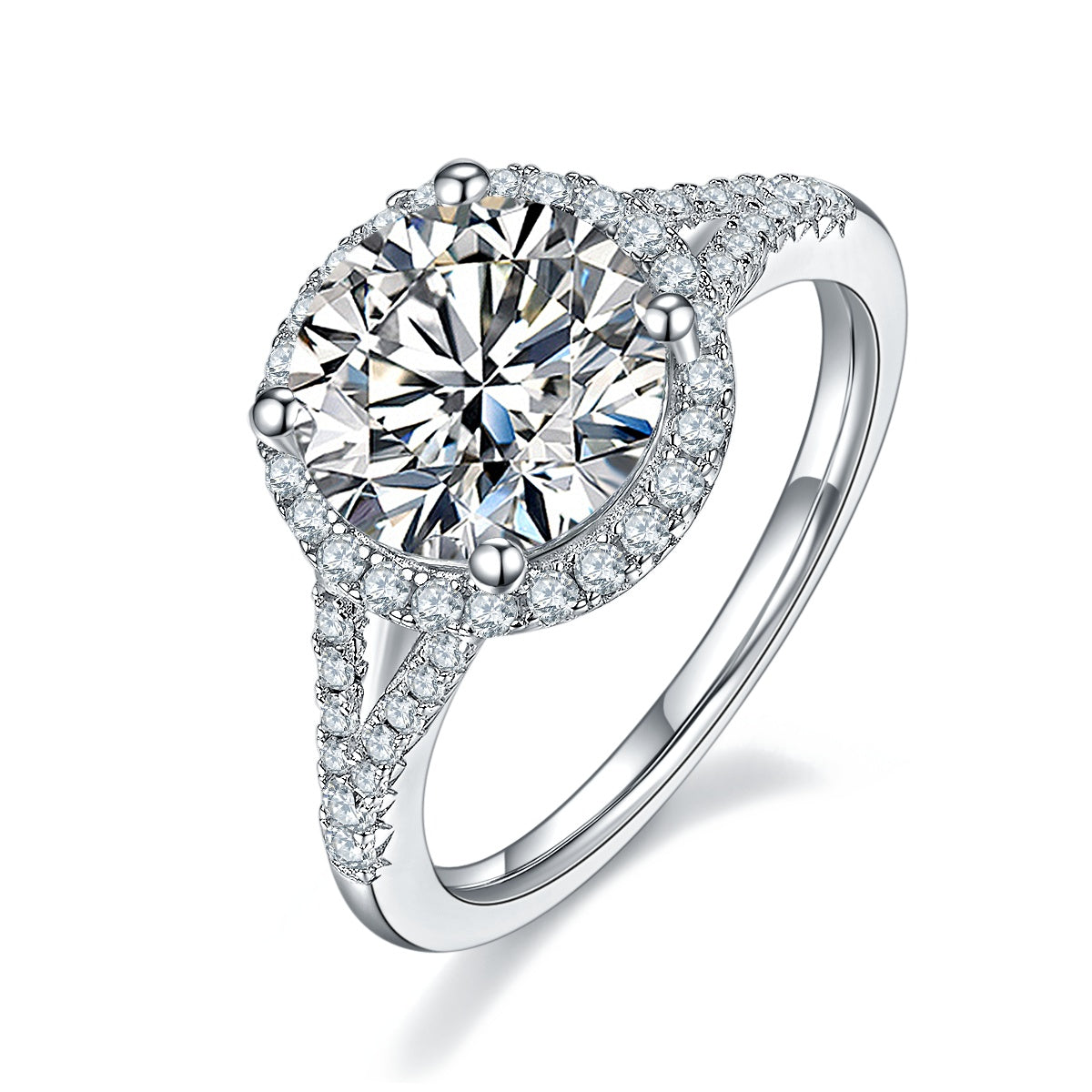 3-carat Luxury Silver Ring Set With Top-quality Moissanite D Color VVS , S925 Silver Plated With Platinum