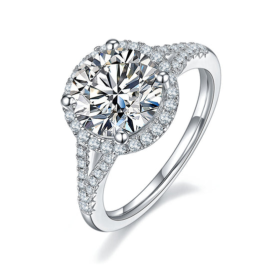 3-carat Luxury Silver Ring Set With Top-quality Moissanite D Color VVS , S925 Silver Plated With Platinum