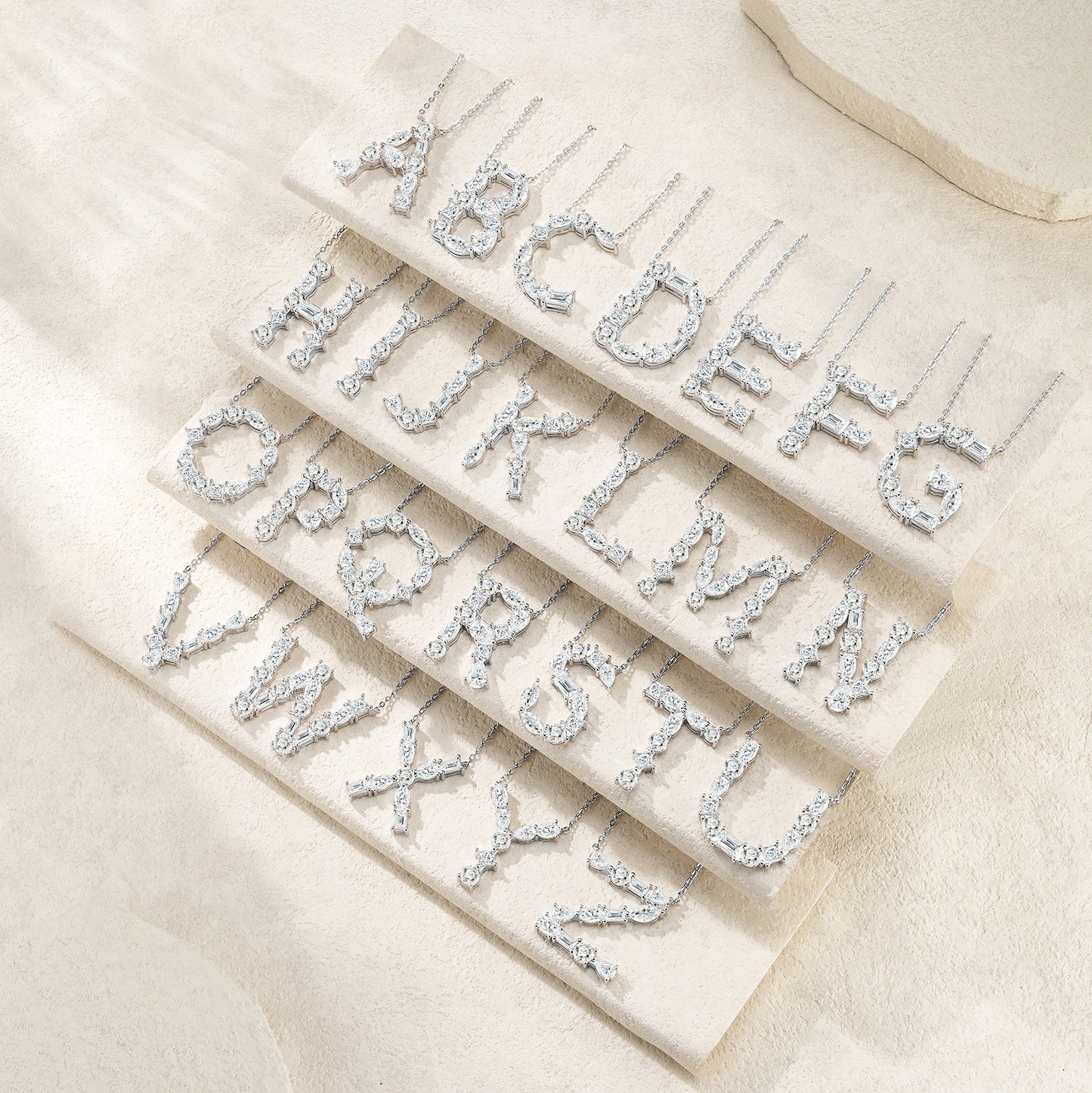 26-Letter - A - Luxury Silver Necklace Featuring Top-quality Moissanite D Color VVS , Made Of S925 Silver Electroplated With Platinum.