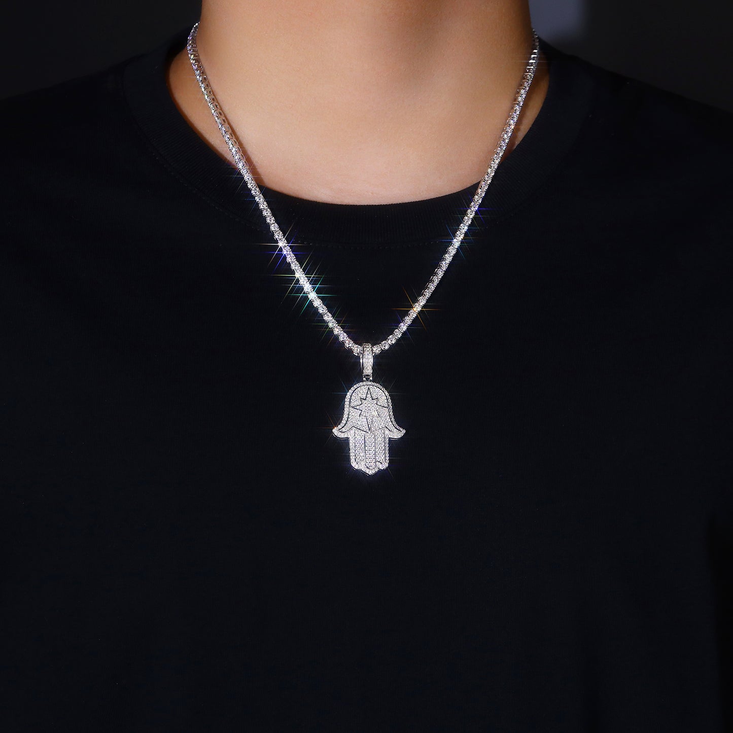 Luxury Silver Necklace Set With Top-quality Moissanite D Color VVS, S925 Silver Electroplated With Platinum