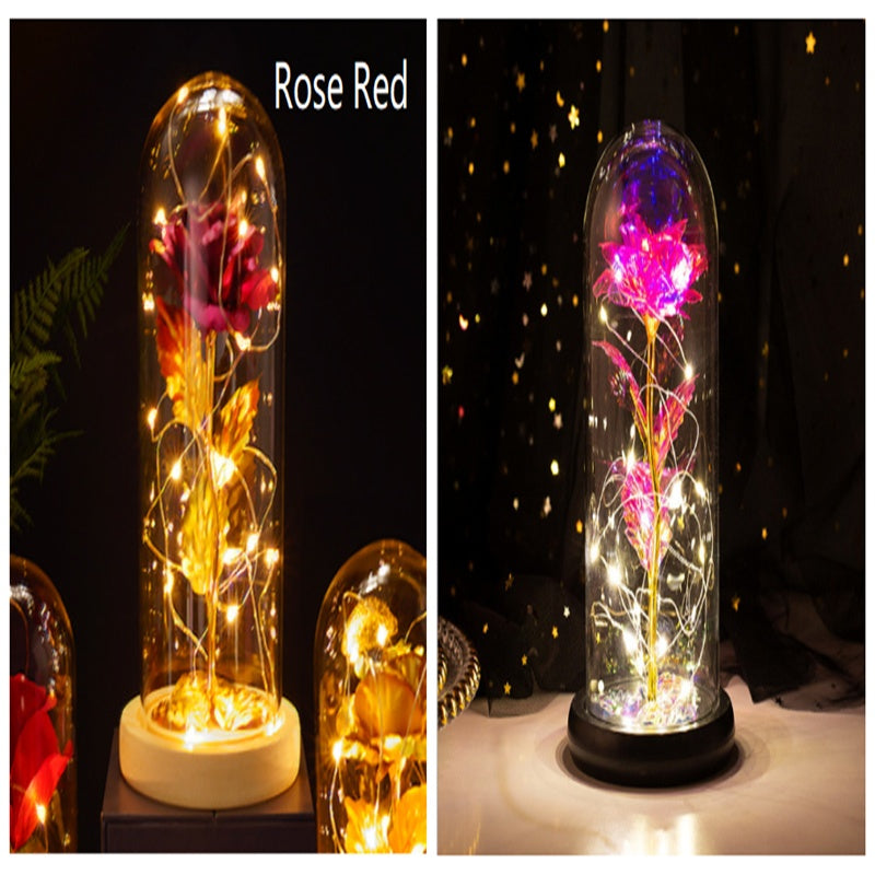Galaxy Enchanted Rose in Glass Dome with LED Lights | Forever Flower Gift