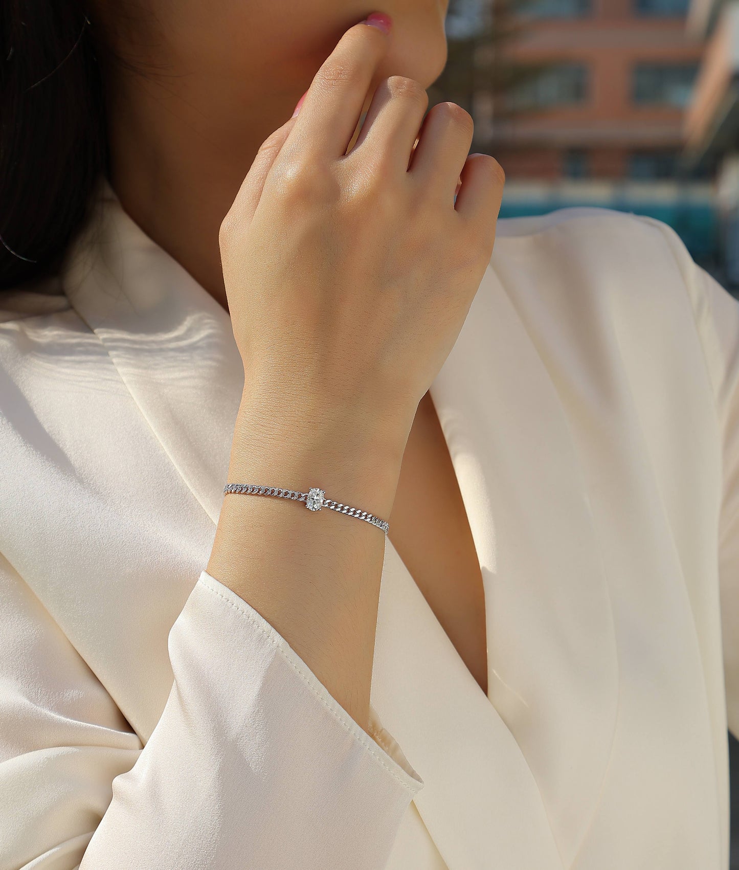 Breakthrough - Set With Top-quality Moissanite, Luxury Silver Bracelet S925 Silver-plated Platinum