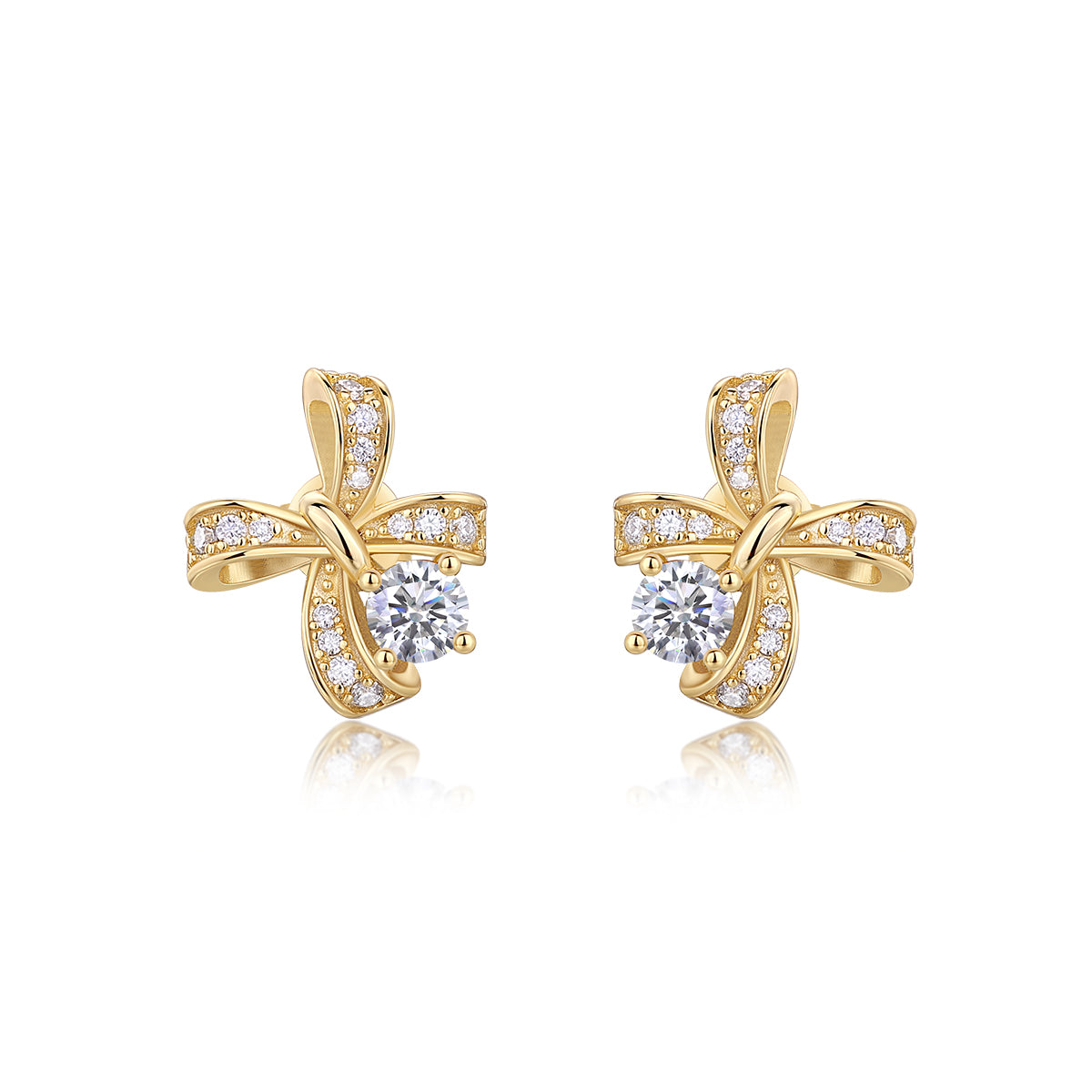 Luxury  Silver Stud Earrings S925 Silver Plated Platinum, Set With Top-quality Moissanite
