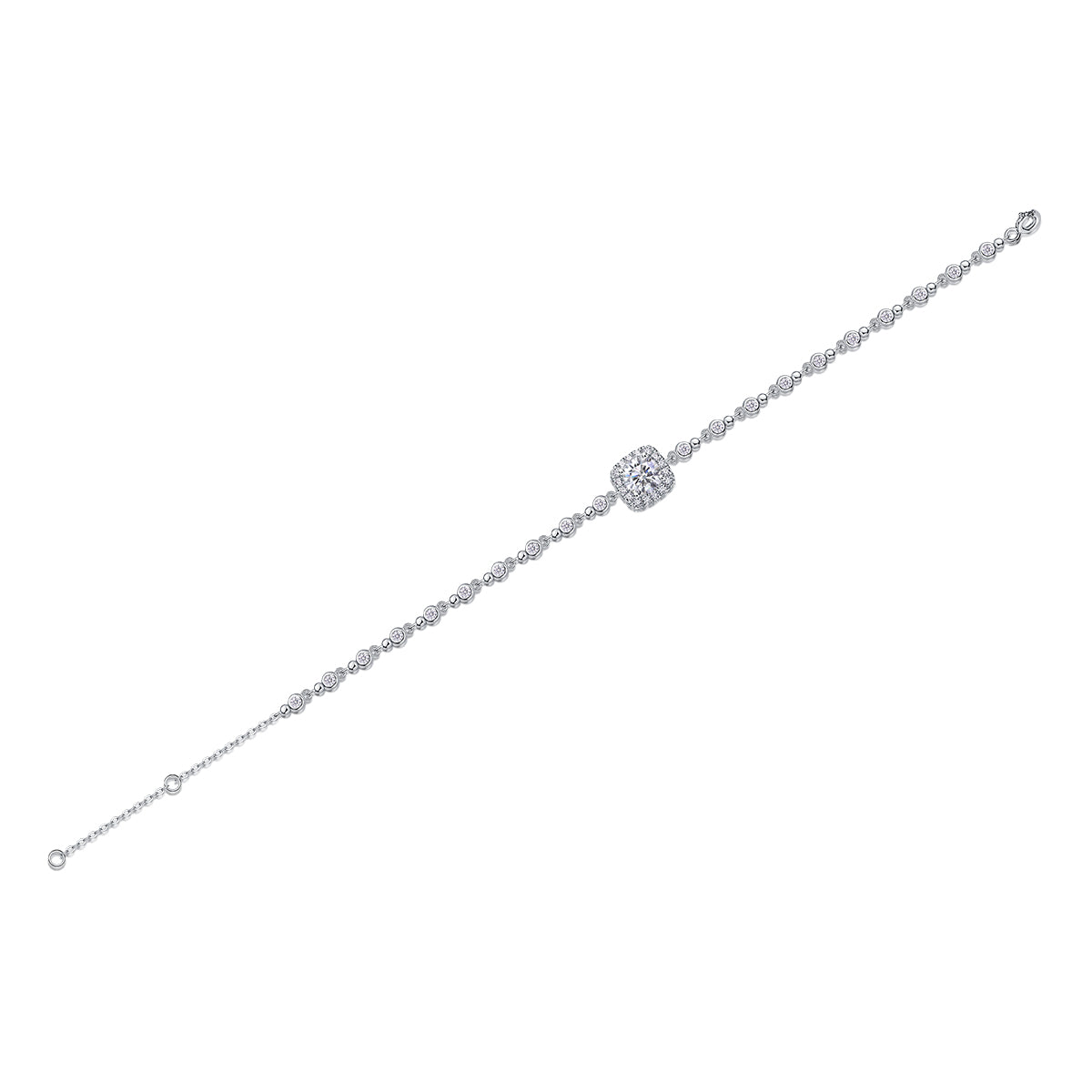 "Surrounded By Stars" Light Luxury 1CT Moissanite S925 Sterling Silver Platinum-Plated Bracelet