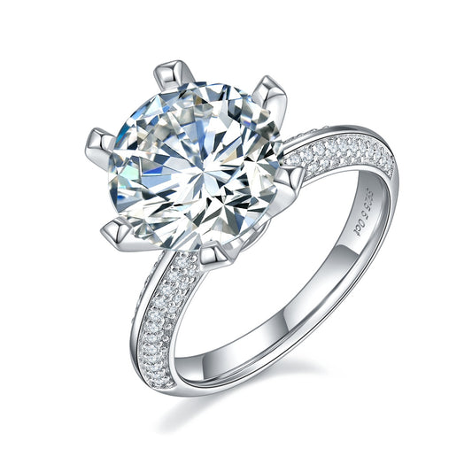 5-carat Luxury Silver Ring Set With Top-quality Moissanite D Color VVS, S925 Silver Plated With Platinum
