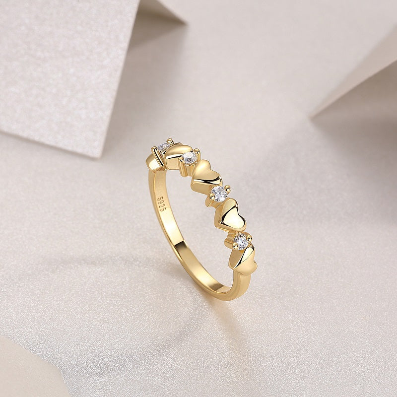 Heart To Heart - Luxury Silver Ring Set With Top-quality Moissanite, S925 Silver-plated Platinum