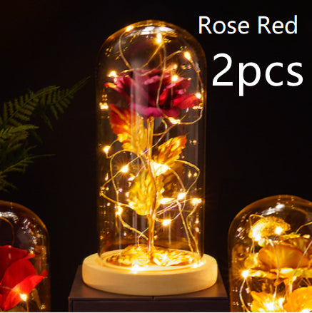 Galaxy Enchanted Rose in Glass Dome with LED Lights | Forever Flower Gift