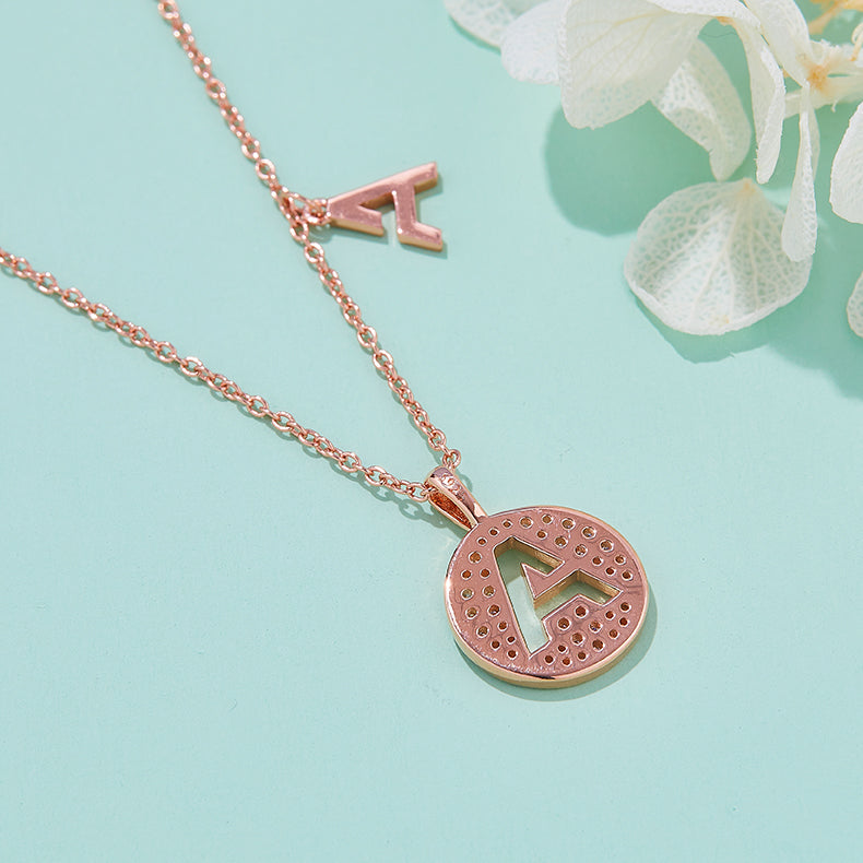 Luxury Initial Letter Necklace Pendant – A , S925 Silver Rose Gold Plated with Top-Quality Brilliant Moissanite