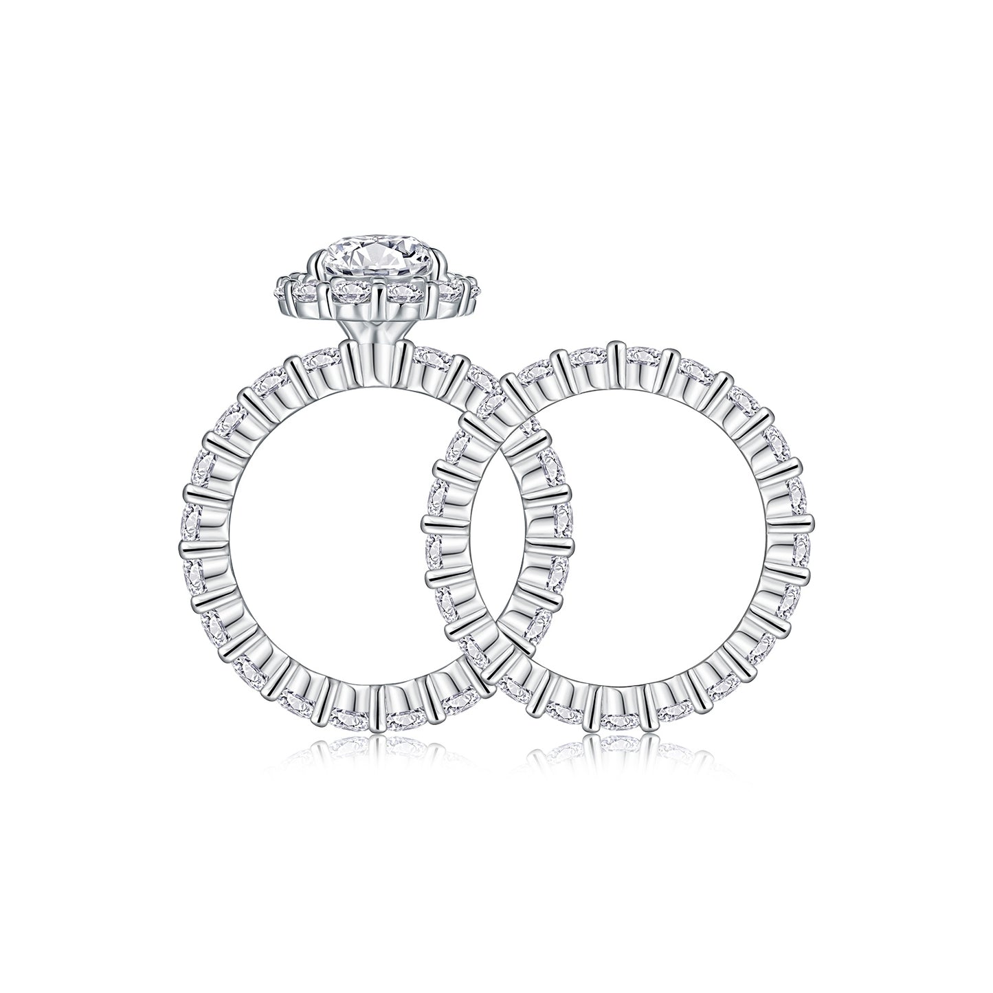 Love Ring - Luxury Silver Ring Set With Top-quality Pear-shaped Moissanite D Color VVS, S925 Silver And Platinum-plated Diamond Wedding Ring
