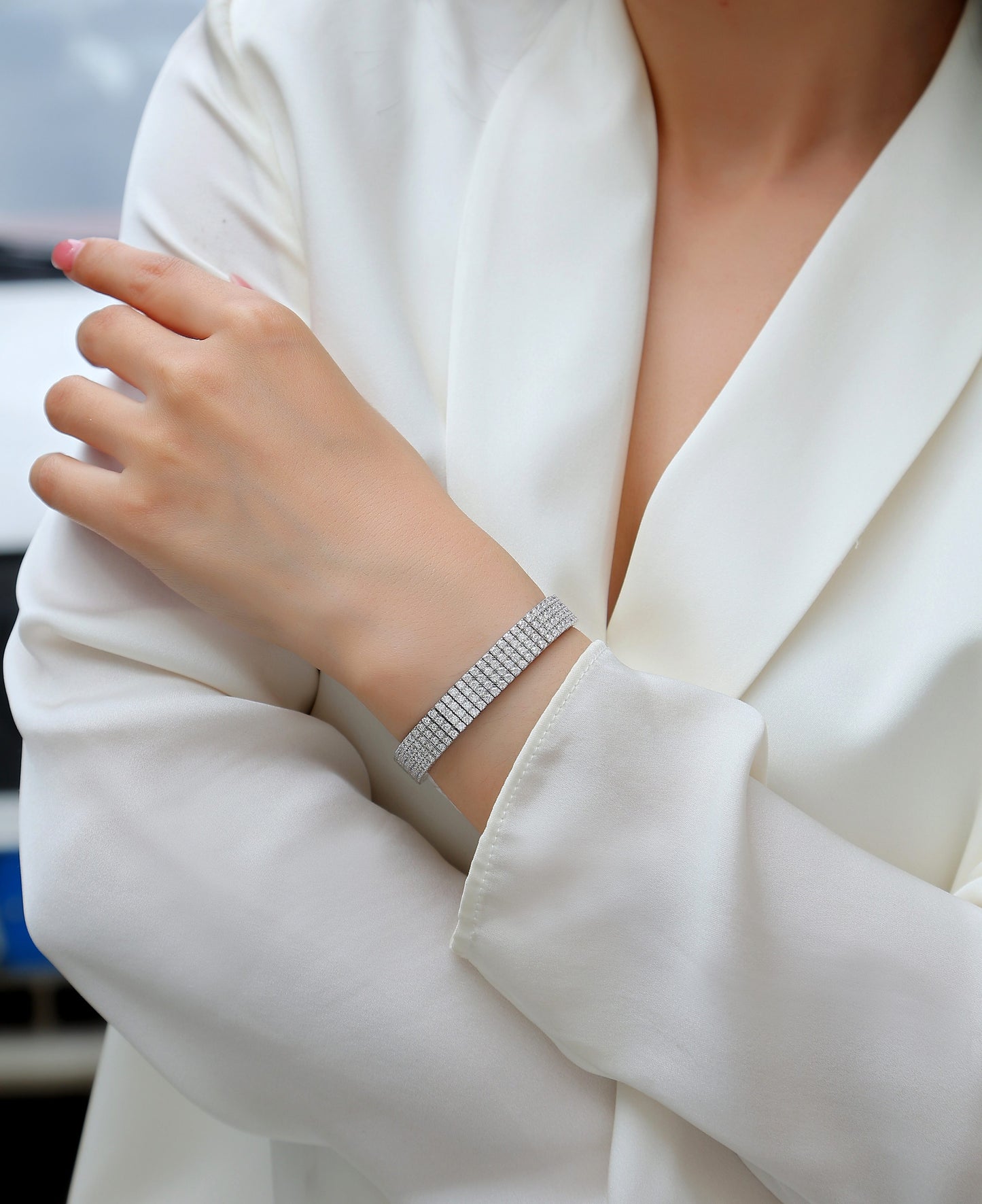 The Light On The Chain - Luxury Silver Bracelet Set With Top-quality Moissanite S925 Silver-plated Platinum