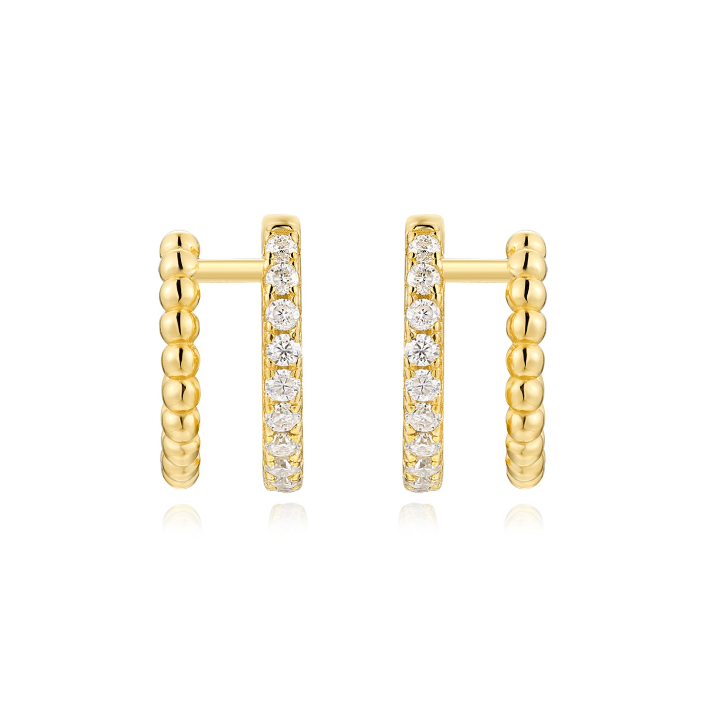 Light Ball - Set With Top-quality Moissanite Luxury Silver Stud Earrings, S925 Silver Electroplated With Gold