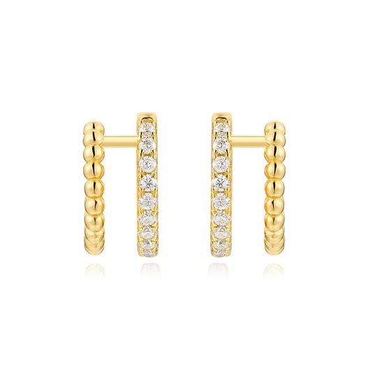 Light Ball - Set With Top-quality Moissanite Luxury Silver Stud Earrings, S925 Silver Electroplated With Gold