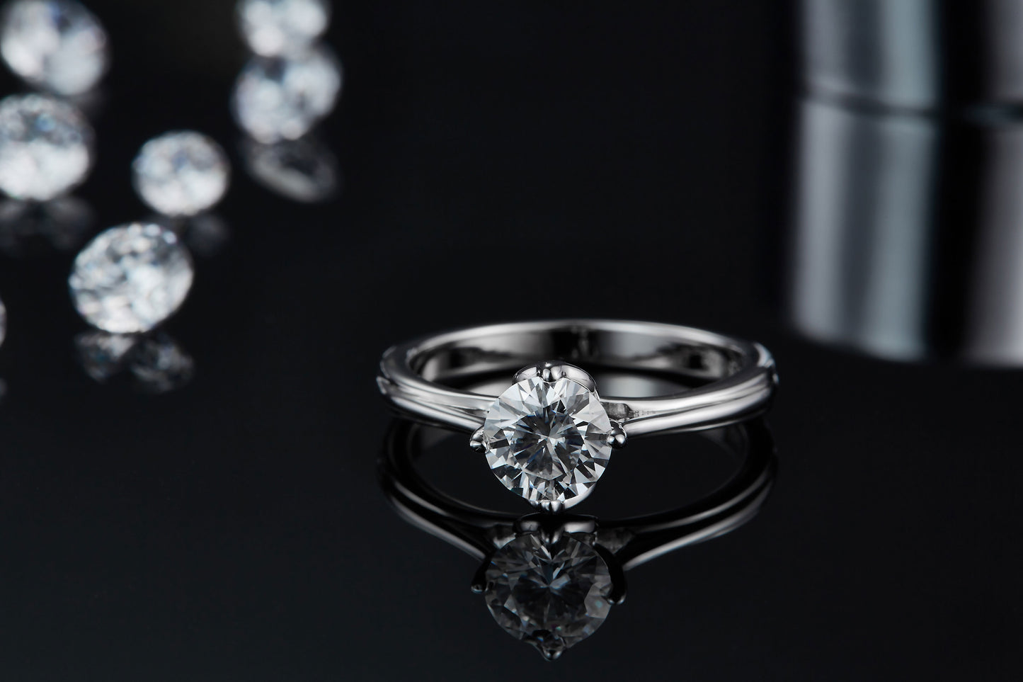 1-carat Luxury Silver Ring Set With Top-quality Moissanite D Color VVS, S925 Silver Plated Platinum