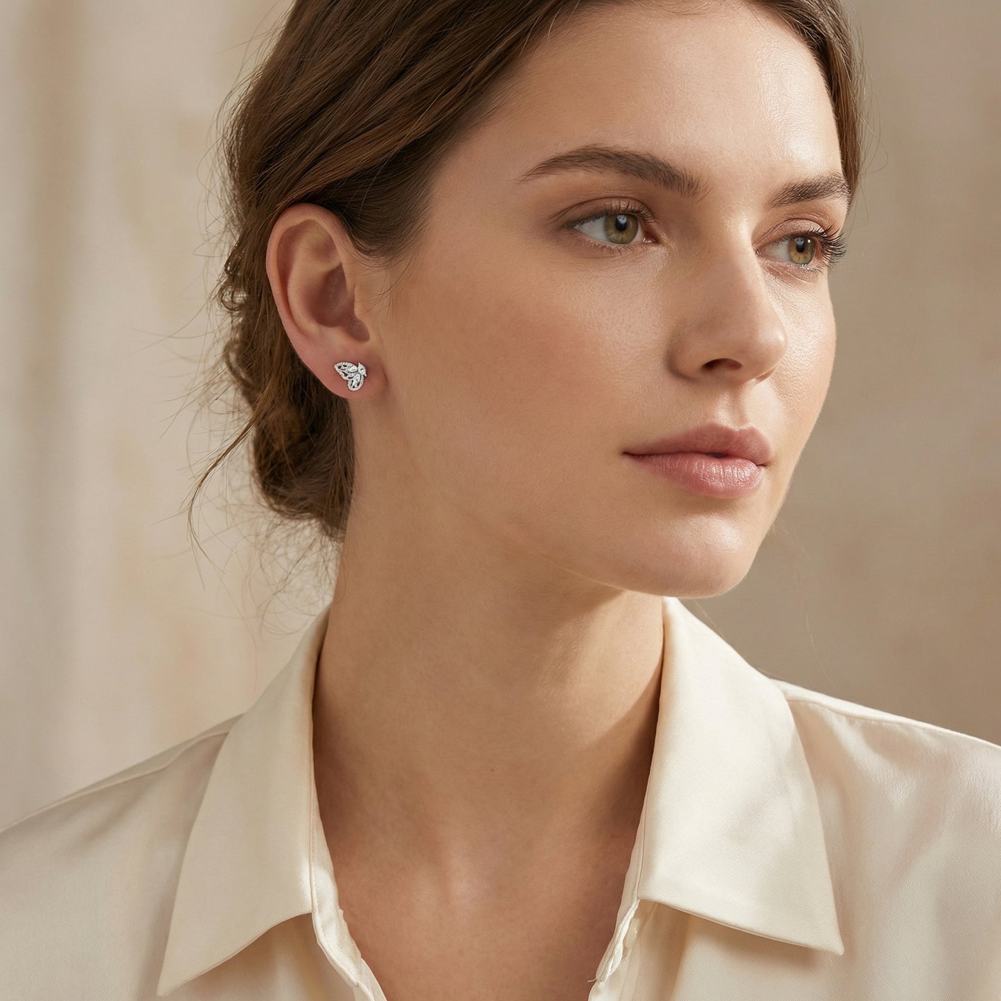 925 Sterling Silver Elegant Marquise and Round-Cut CZ Butterfly Stud Earrings
