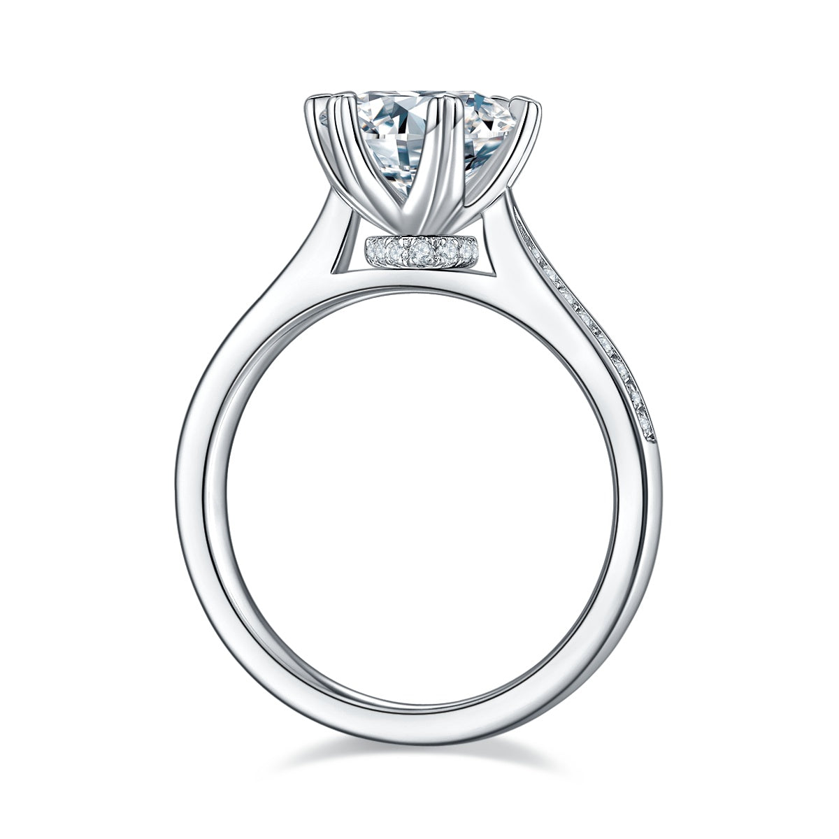 2-carat Luxury Silver Ring Set With Top-quality Moissanite D Color VVS, S925 Silver Plated With Platinum