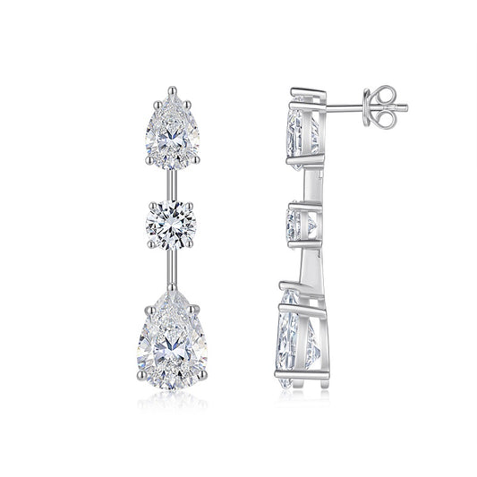 Top-quality Moissanite Luxury And Fashionable Light Luxury Jewelry Silver Stud Earrings S925 Silver Plated Platinum