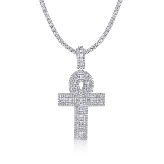 Luxury Silver Necklace Set With Top-quality Moissanite, S925 Silver Electroplated With Platinum