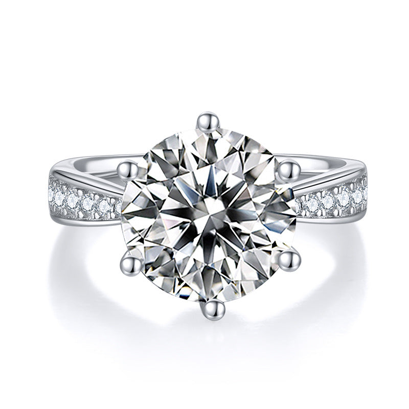 5-carat Luxury Silver Ring Set With Top-quality Moissanite D Color VVS, S925 Silver Plated With Platinum