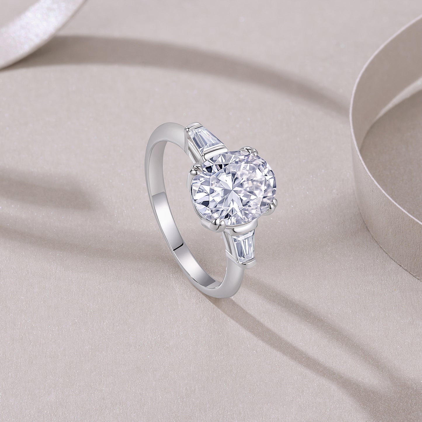 Egg-shaped Moissanite Set With Top-quality Moissanite D Color VVS , Luxury Silver Ring S925 Silver Plated With Platinum