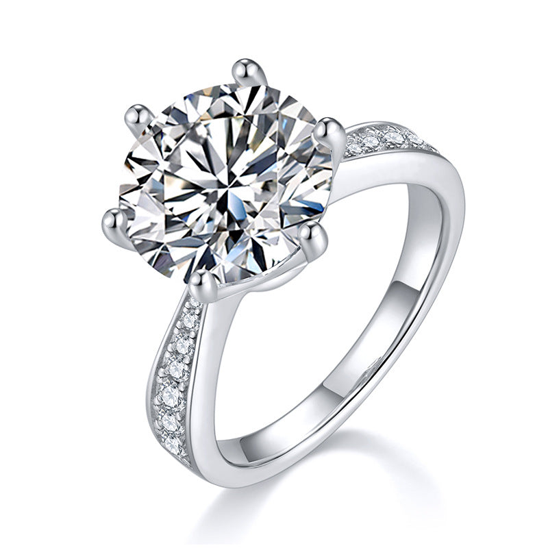 5-carat Luxury Silver Ring Set With Top-quality Moissanite D Color VVS, S925 Silver Plated With Platinum