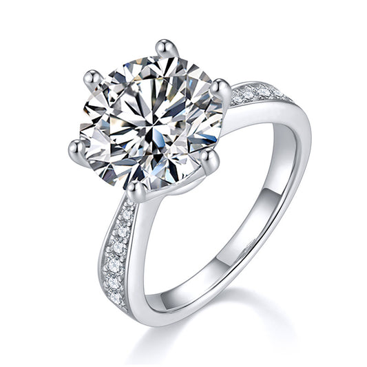 5-carat Luxury Silver Ring Set With Top-quality Moissanite D Color VVS, S925 Silver Plated With Platinum
