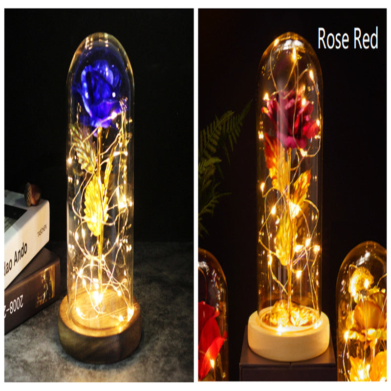 Galaxy Enchanted Rose in Glass Dome with LED Lights | Forever Flower Gift