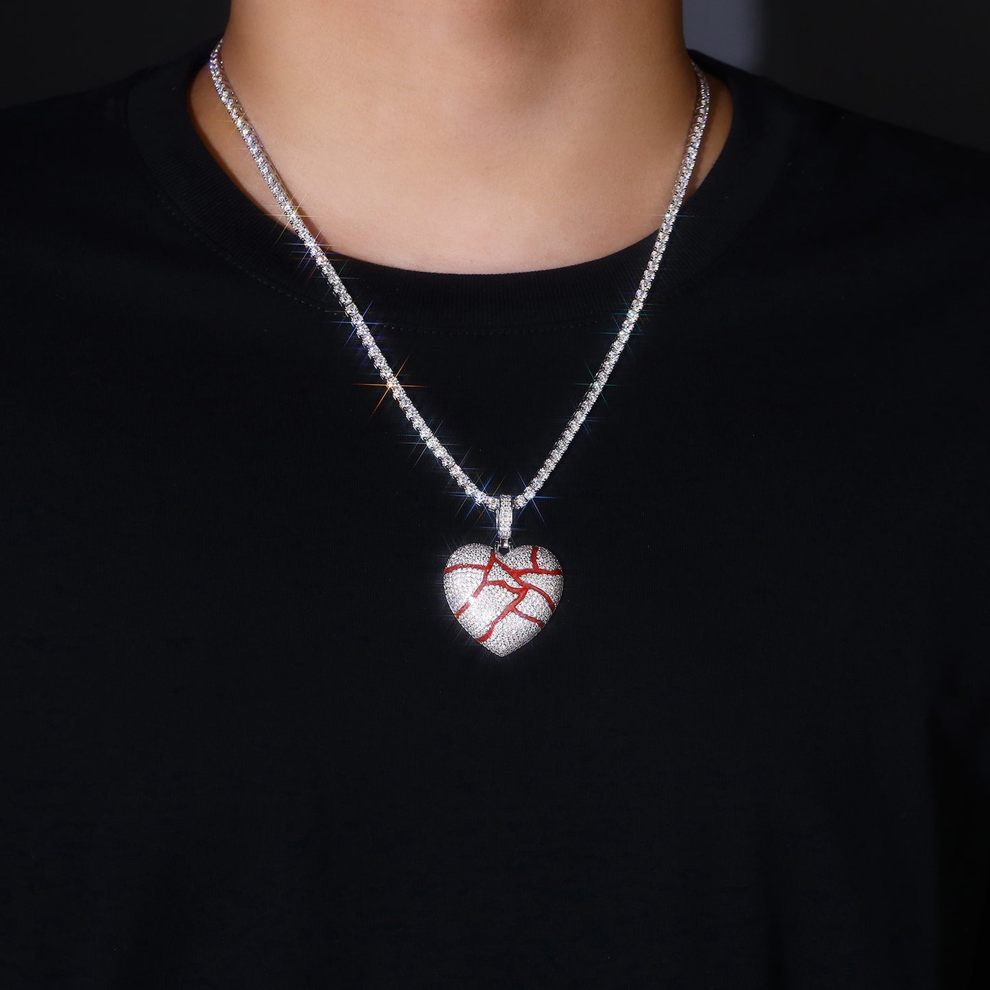 Luxury Silver Necklace Set With Top-quality Moissanite D Color VVS,  S925 Silver Electroplated With Platinum