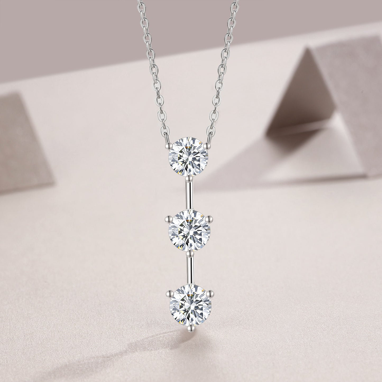 1 Carat Silver Necklace Set With Top Grade Moissanite D Color VVS , Made Of S925 Silver Plated Platinum.