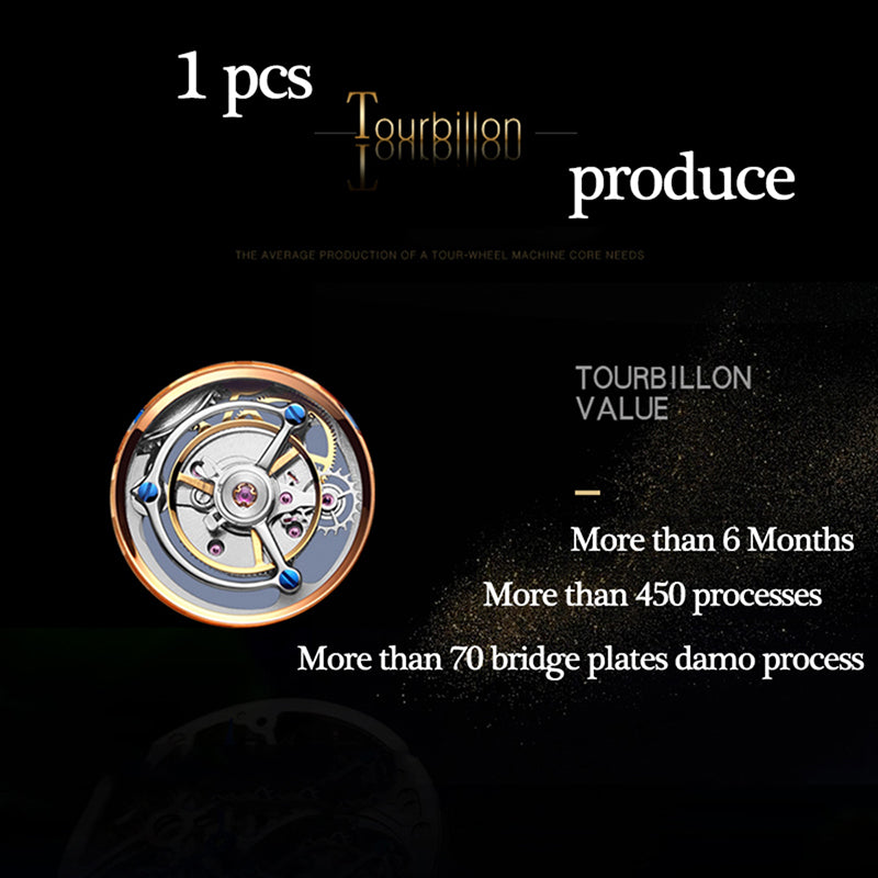 Men's Luxury Star Tourbillon Mechanical Watch - Starry Sky Dial ,Sapphire Crystal, 50m Waterproof