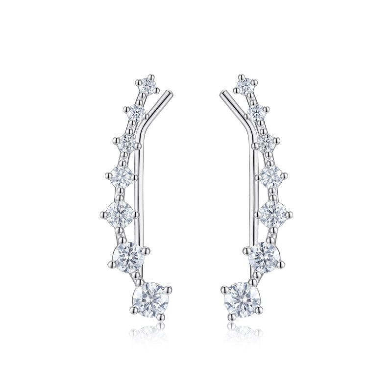 Luxury Silver Stud Earrings Set With
Top-quality Moissanite, S925 Silver Plated Platinum