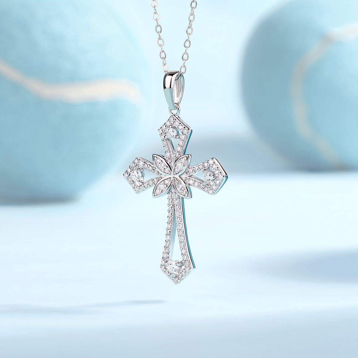 Luxury Silver Pendant Featuring Top-quality Moissanite D Color VVS,  S925 Silver Electroplated Over Platinum.
