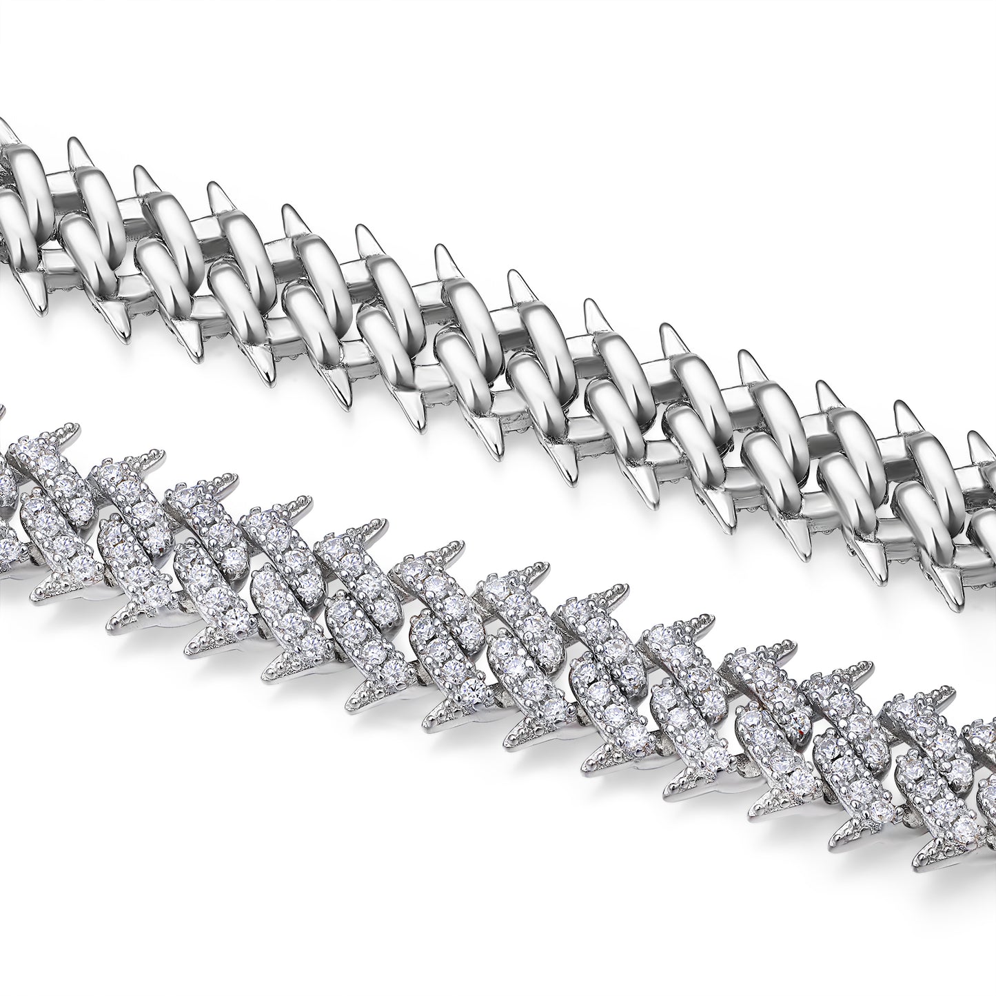 Luxury Silver Bracelet Featuring Top-quality Moissanite, Made Of S925 Silver Electroplated With Platinum.
