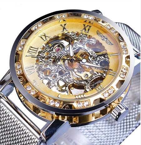 Luxury Men’s Hollow Mechanical Watch – Automatic Skeleton Style
