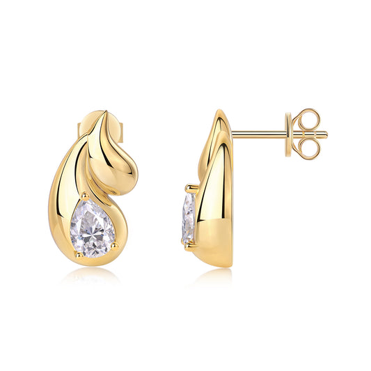 Water Drop - Premium Moissanite Luxury Silver Stud Earrings S925 Silver Electroplated Gold
