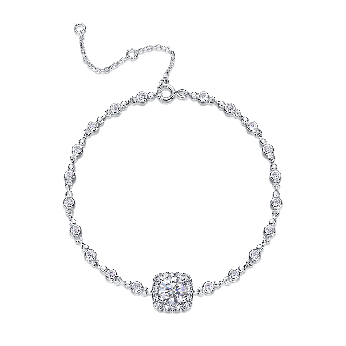 "Surrounded By Stars" Light Luxury 1CT Moissanite S925 Sterling Silver Platinum-Plated Bracelet