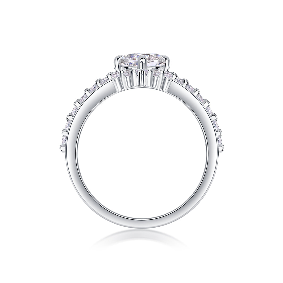 The Crown Of Love - Set With 1-carat Top-quality Moissanite S925 Silver And Platinum-plated Diamond Wedding Ring. The Ring Can Be Inspected With A Diamond Pen