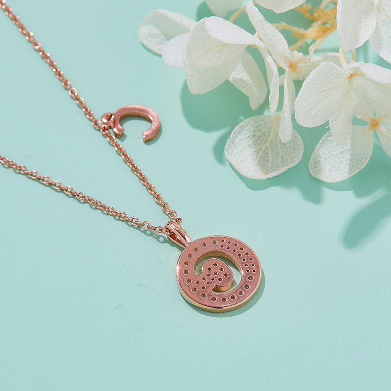Luxury Initial Letter Necklace Pendant – C , S925 Silver Rose Gold Plated with Top-Quality Brilliant Moissanite