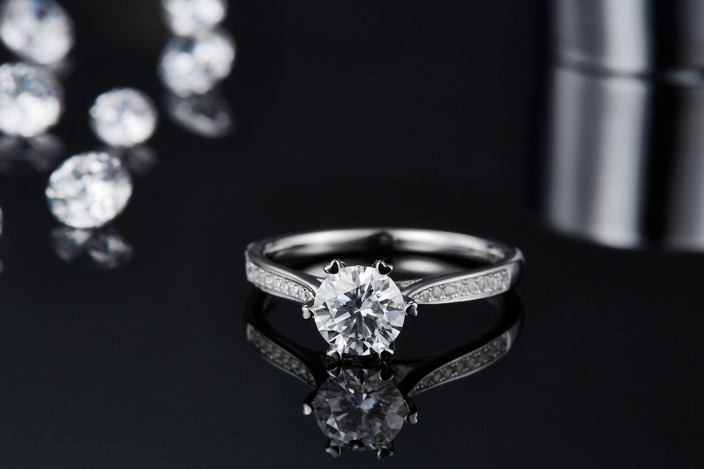 1-carat Luxury Silver Ring Set With Top-quality Moissanite D Color VVS , S925 Silver Plated Platinum