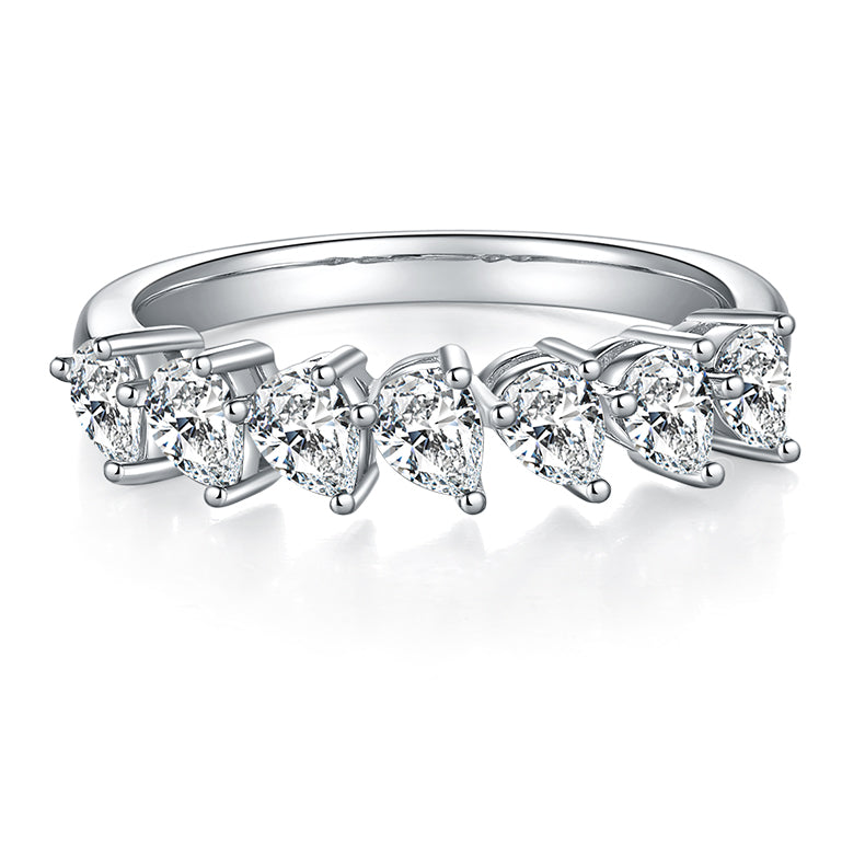 Luxury Silver Ring Set With Top-quality Moissanite, S925 Silver Plated With Platinum