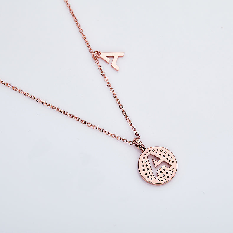 Luxury Initial Letter Necklace Pendant – A , S925 Silver Rose Gold Plated with Top-Quality Brilliant Moissanite