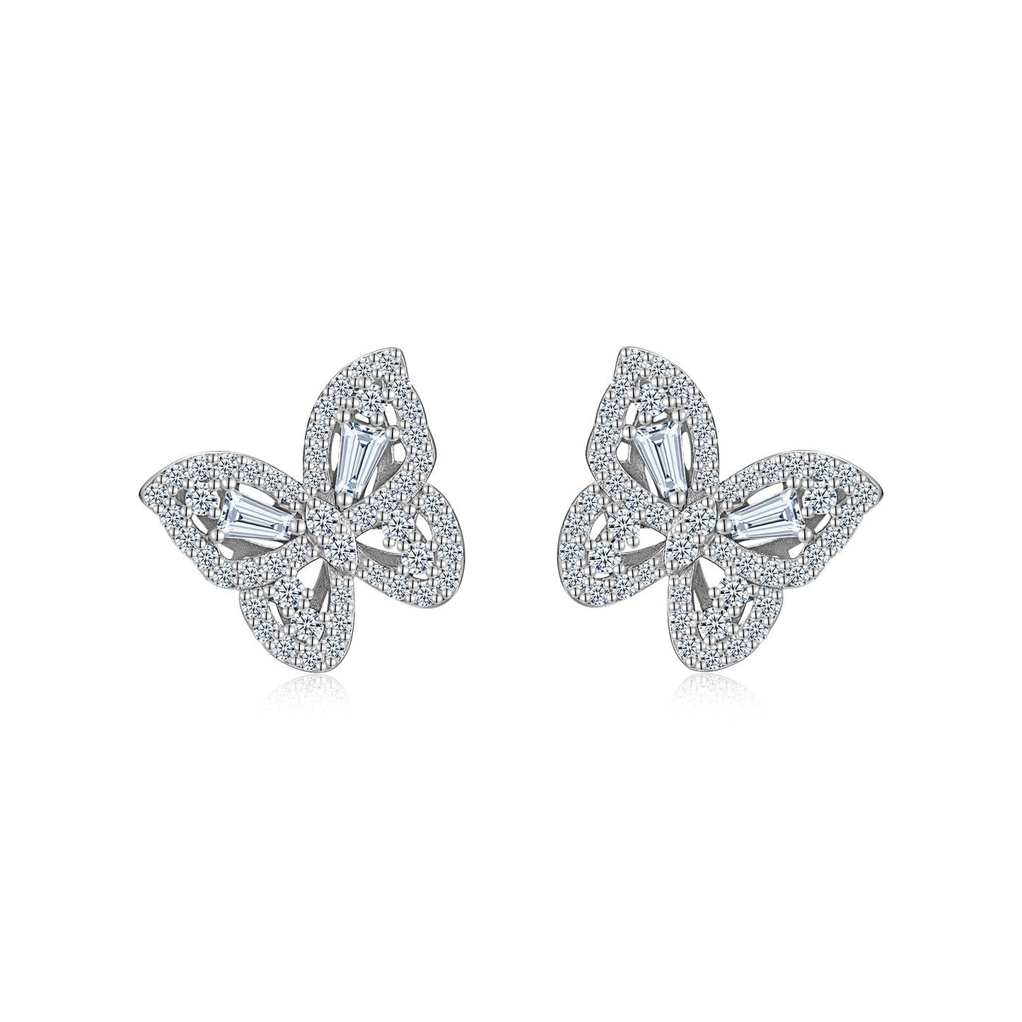Luxury SIlver Earrings Set Featuring Top-quality Moissanite Stones, Made Of S925 Silver Electroplated With Platinum.