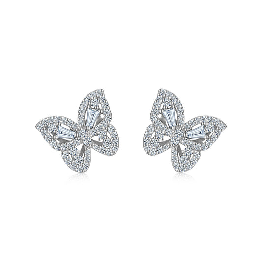 Luxury SIlver Earrings Set Featuring Top-quality Moissanite Stones, Made Of S925 Silver Electroplated With Platinum.