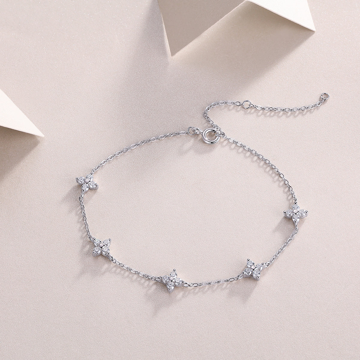 Luxury Silver Bracelet Set With Top-quality Moissanite, S925 Silver Electroplated With Platinum