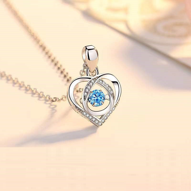 Luxury S925 Silver Beating Heart-shaped Necklace
