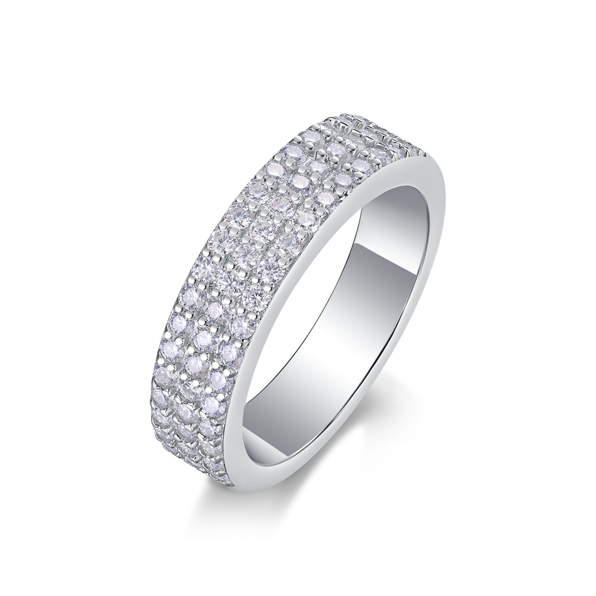 Luxury Silver Ring Set With Top-quality Moissanite, S925 Silver Plated With Platinum