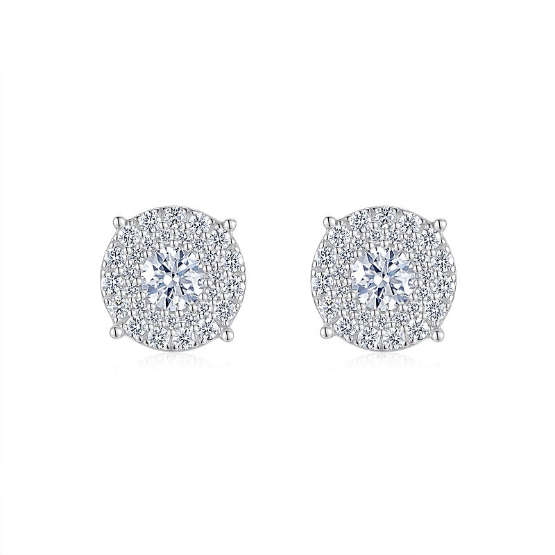 0.5-carat Luxury Stud Earrings Set With Top-quality Moissanite, S925 Silver-plated Platinum