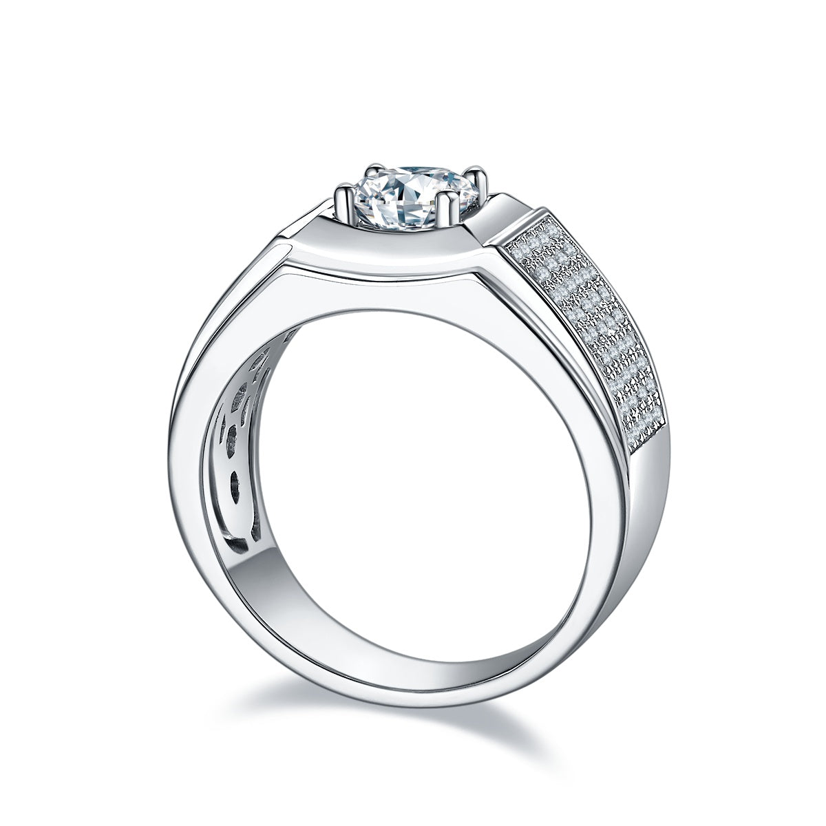 1-Carat D Color VVS Moissanite Ring – Luxury S925 Sterling Silver Platinum-Plated Men’s Ring
