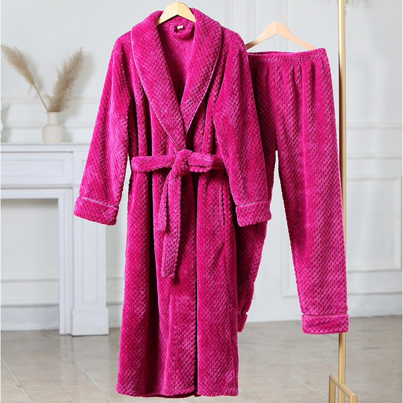 Luxurious Thermal Fleece Robe & Pajama Set