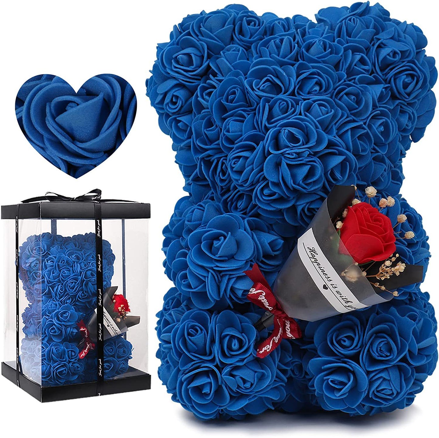 Everlasting Red Rose Bear Gift in Presentation Box | Handmade Eternal Flower Teddy