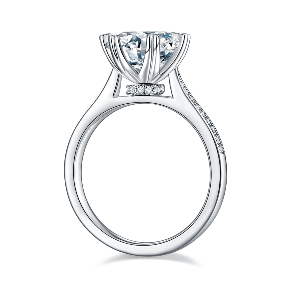 3-carat Luxury Silver Ring Set With Top-quality Moissanite D Color VVS, S925 Silver Plated With Platinum